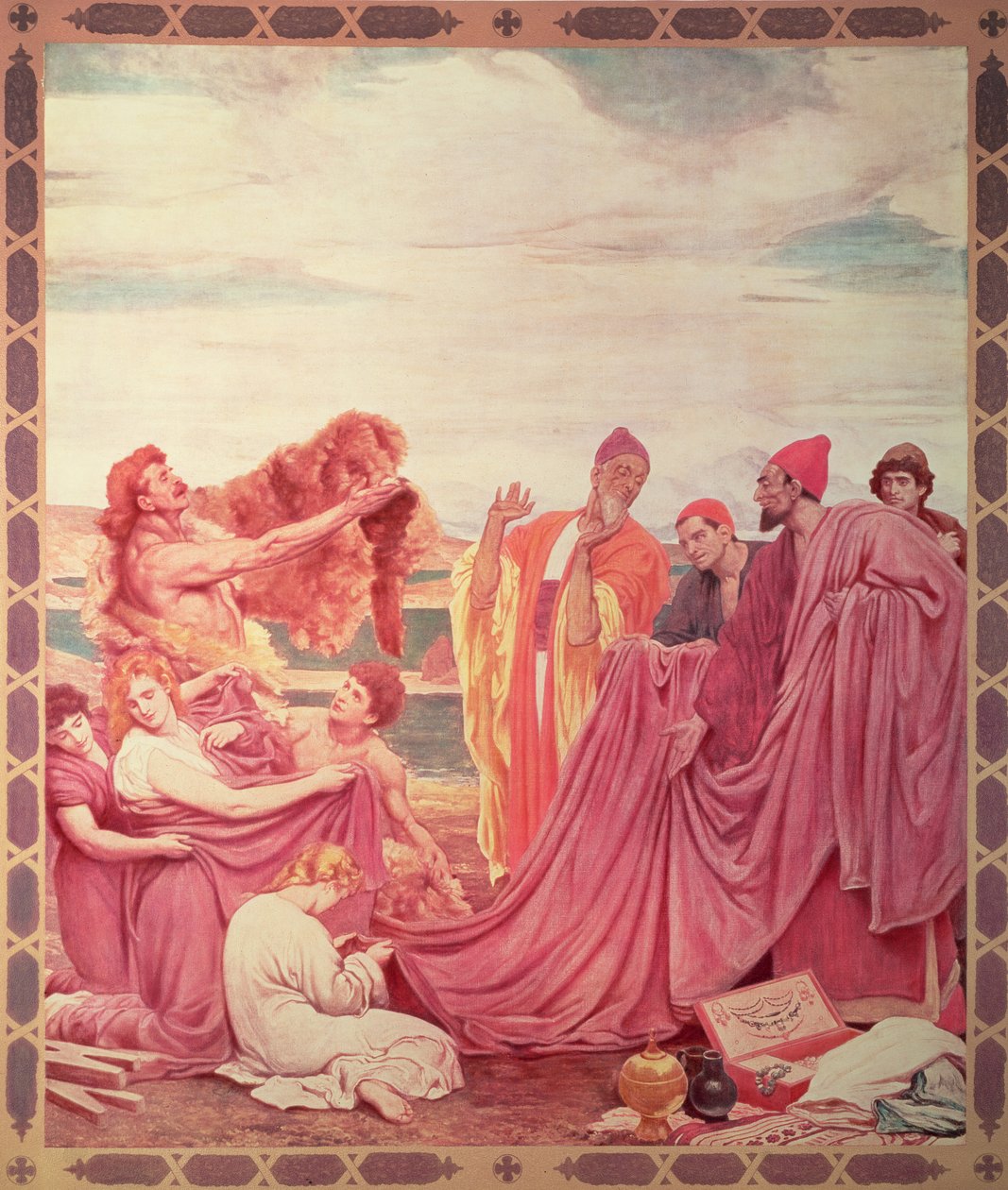Phoenicians Trading with Early Britons, kopie obrazu v Royal Exchange, publikovaná v roce 1895 (fotomechanický proces) od Frederic Leighton