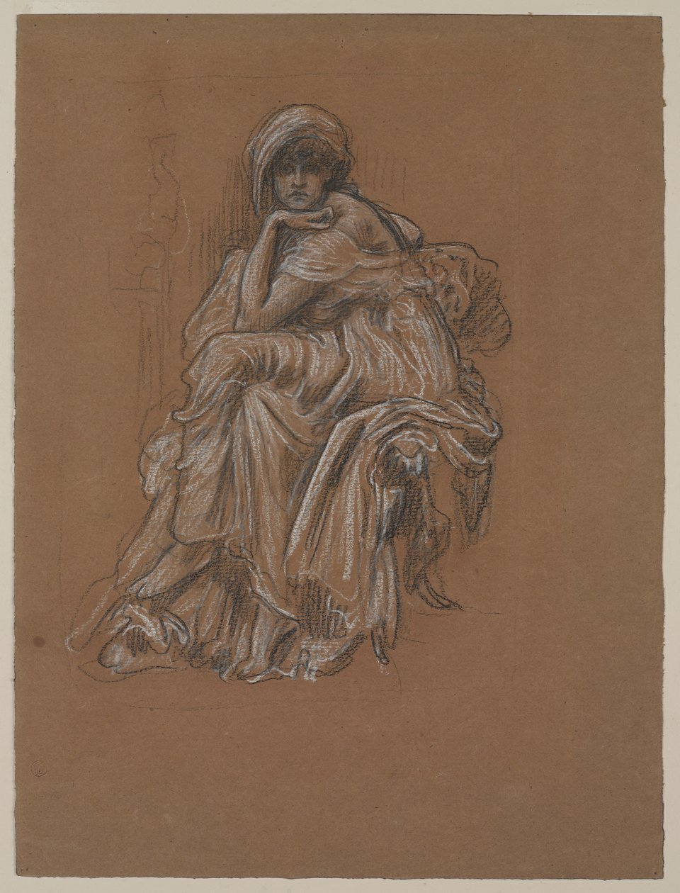 Studie pro Malbu Sybil. (uhlí a křída na tkaném papíře) od Frederic Leighton