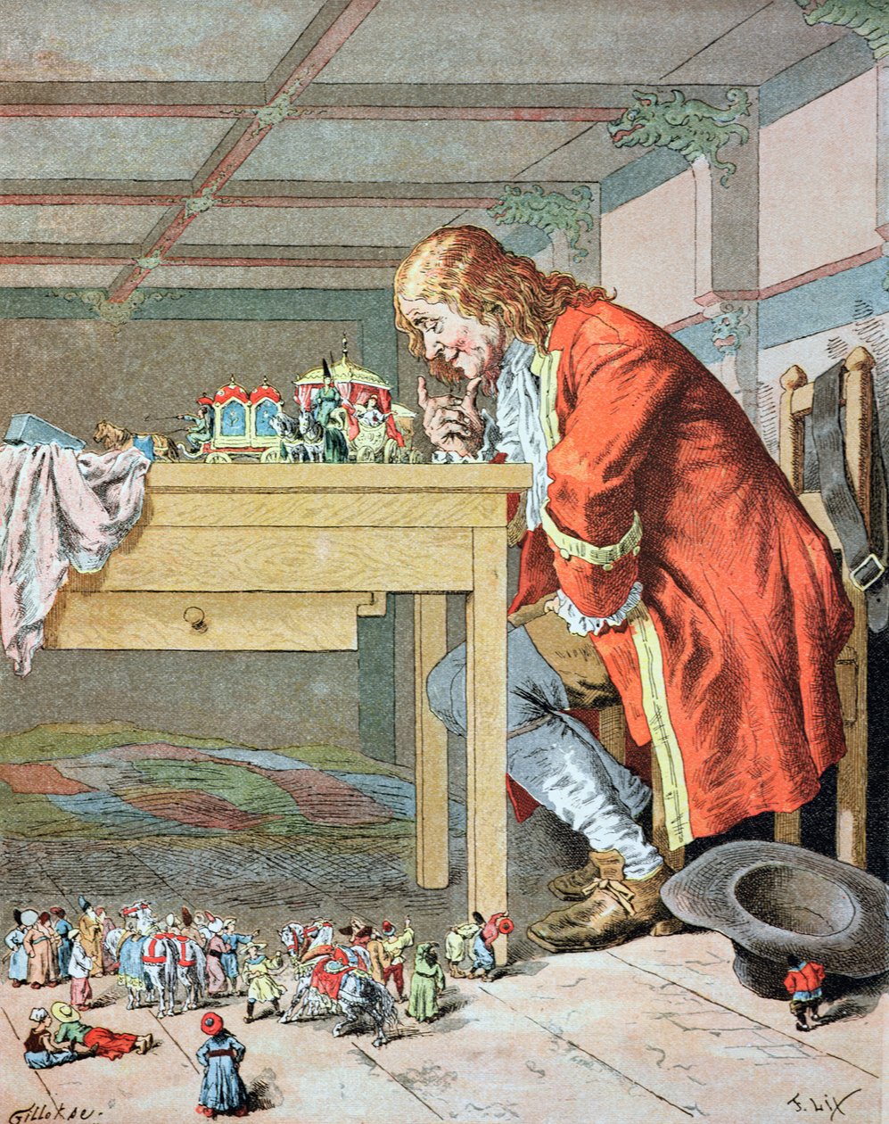 „Zatímco jsem si povídal s dámami...“, ilustrace z „Les Voyages de Gulliver“ od Jonathana Swifta (1667-1745) od Frederic Theodore Lix