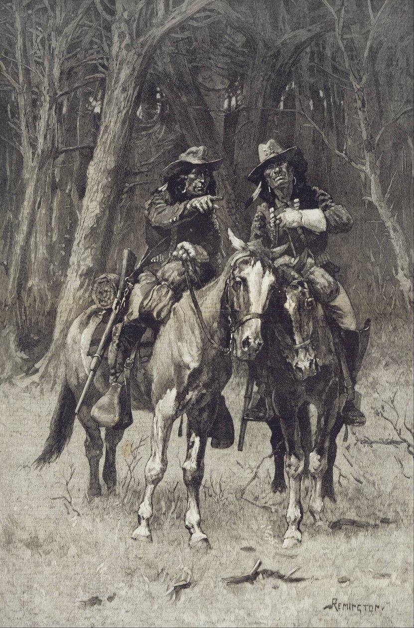 Cheyenne Scouts Patroling the Big Timber of the North Canadian, Oklahoma od Frederic Remington