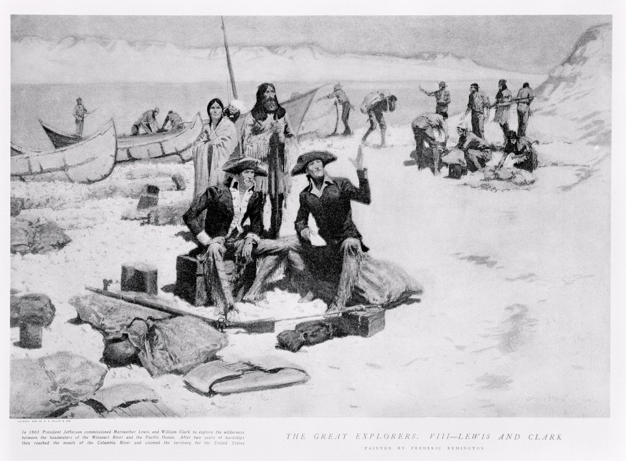 Lewis a Clark u ústí řeky Columbia, 1805, z 