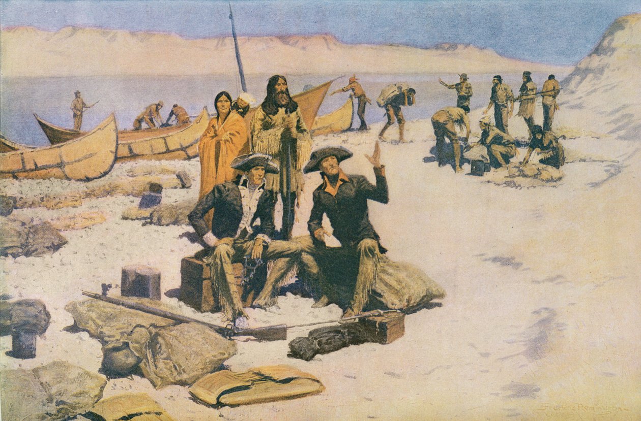 Lewis a Clark u ústí řeky Columbia, 1805, z 