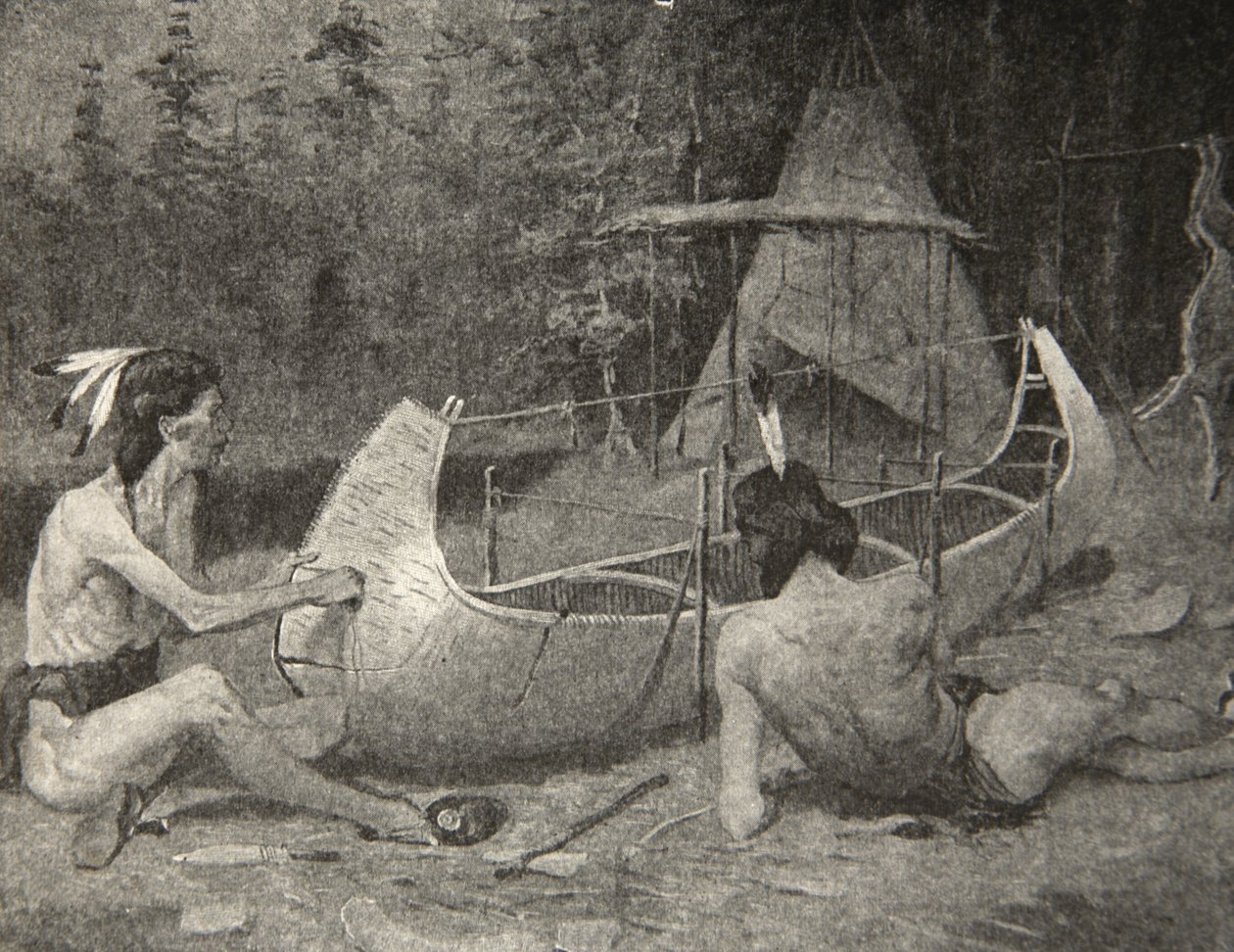 Tak vznikla březová kánoe... V lůně lesa, z Písně Hiawatha od Henryho Wadswortha Longfellowa (1807-82), hospoda. George G. Harrap und Company Ltd., 1911 od Frederic Remington