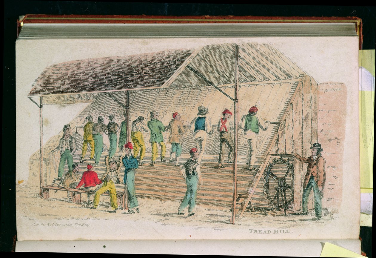 Šlapací mlýn, z Ackermannova "Světa v miniatuře", vyd. 1827 od Frederic Shoberl