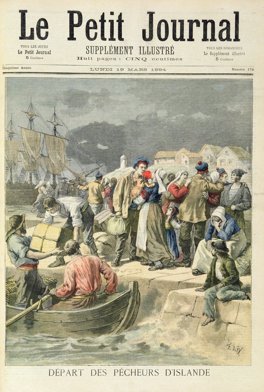 Odjezd islandských rybářů, ilustrace z 