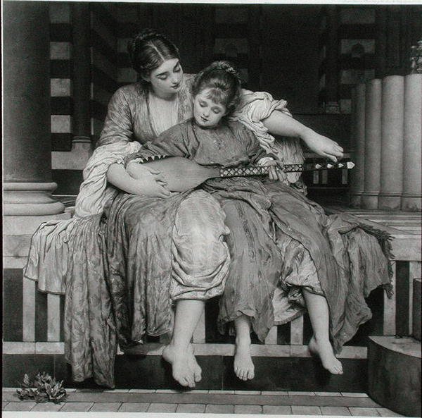 Hudební lekce, kterou vydává The Fine Art Society od Frederic (after) Leighton