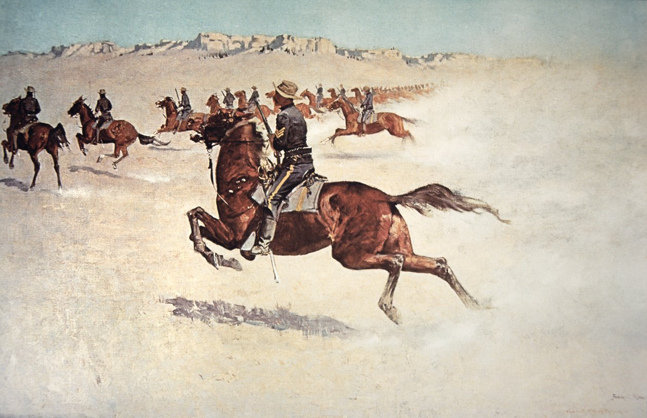 Buffalo Soldiers in Pursuit (barevné lito) od Frederic (after) Remington
