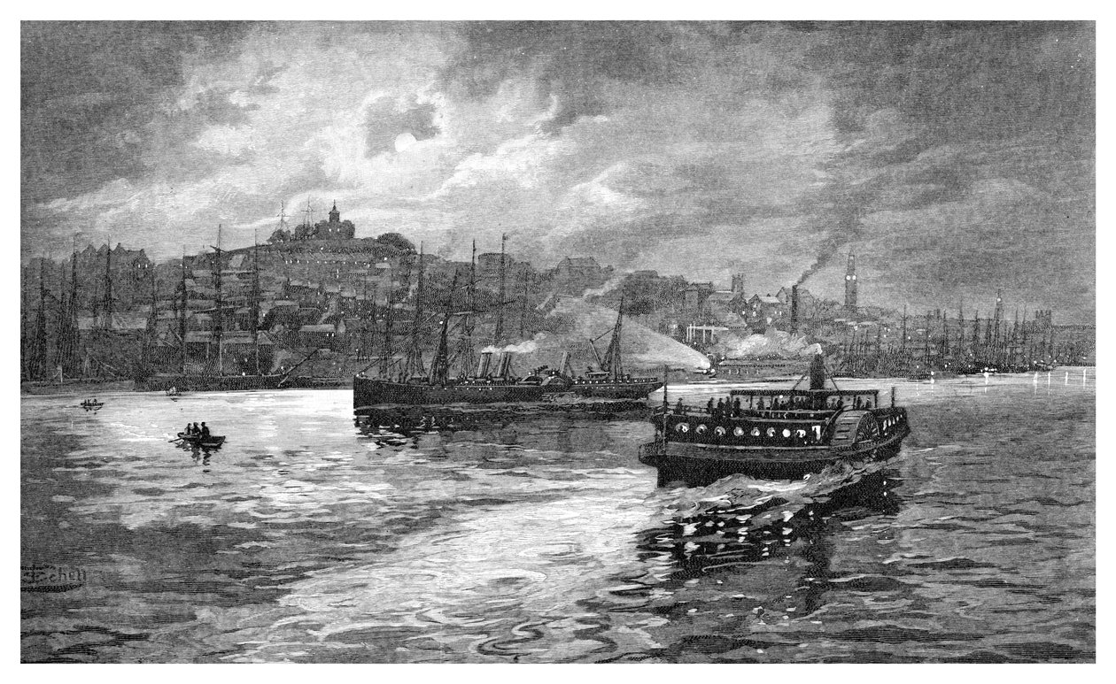 Noční scéna, Darling Harbour, Sydney, Nový Jižní Wales, Austrálie, 1886. od Frederic B. Schell