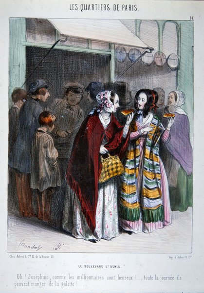 Dva Pařížané jedí dort na Boulevard St. Denis, ilustrace ze série 
