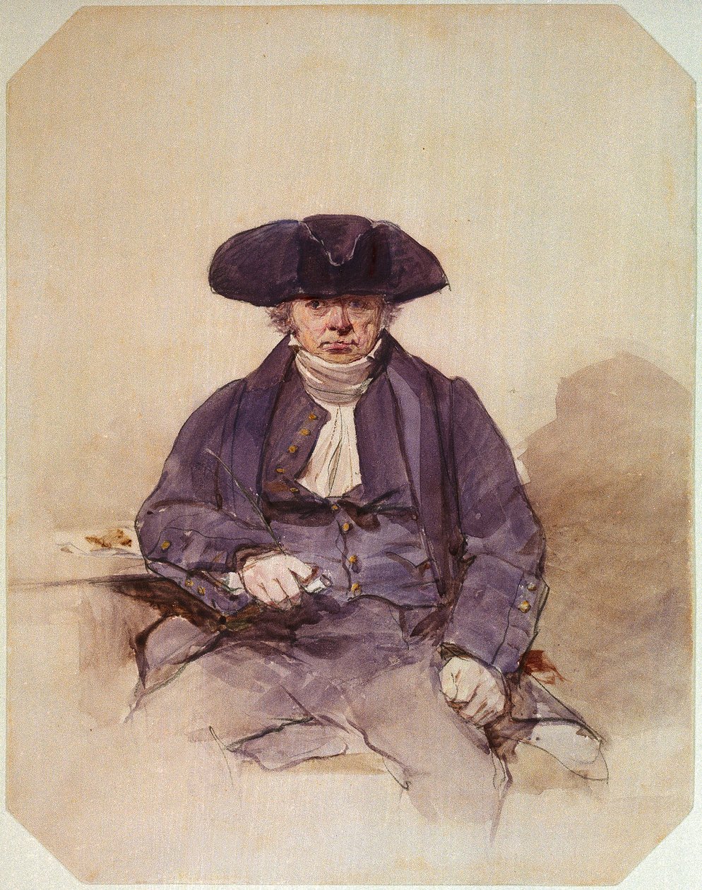 John Adams, alias John Wilkinson, Greenwichský penzista, lodní důstojník na lodi Agamemnon (akvarel) od Frederic Cruikshank