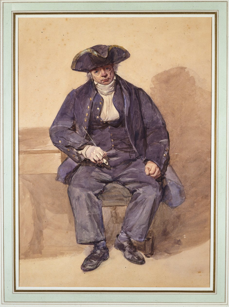 Portrét Johna Adamse, alias Johna Wilkinsona, poddůstojníka, 78 let (akvarel) od Frederic Cruikshank
