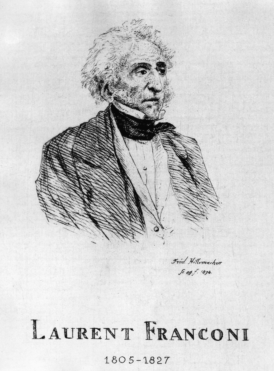 Cirkus: Eau forte od Frédérica Hillemachera, portrét Laurenta Franconiho (1805-1827) - v „Cirku Franconi““. od Frederic Desire Hillemacher