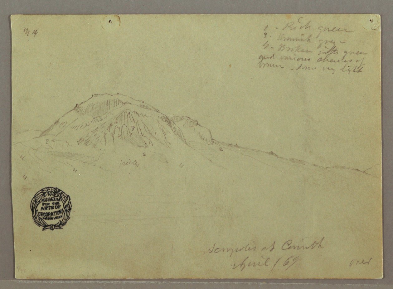 Bare Hill, Akropole v Korintu, Řecko od Frederic Edwin Church