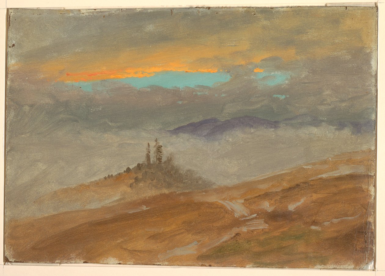 Studie mraků, nad zimní krajinou od Frederic Edwin Church