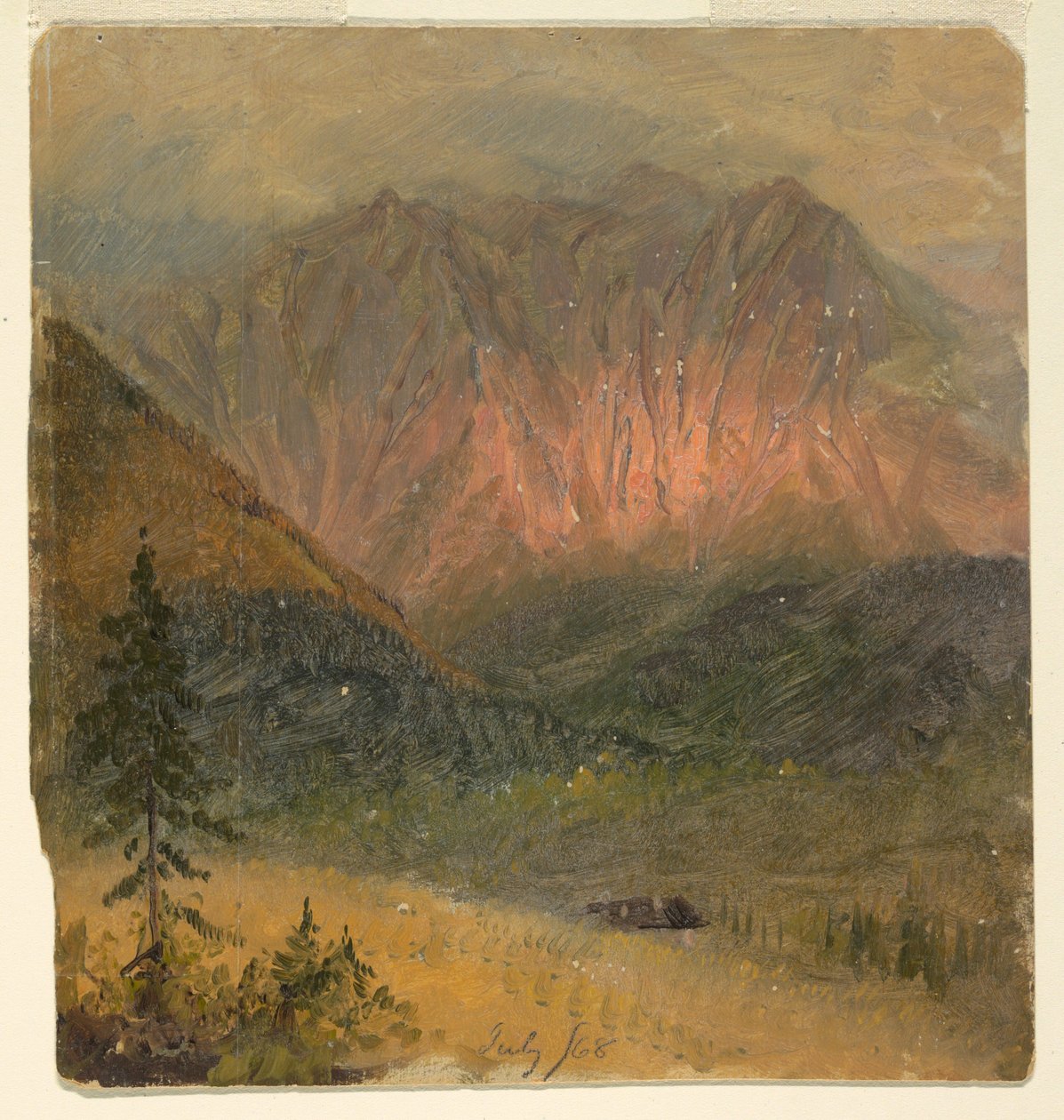 Kresba, Alpská studie západu slunce, červenec 1868 od Frederic Edwin Church