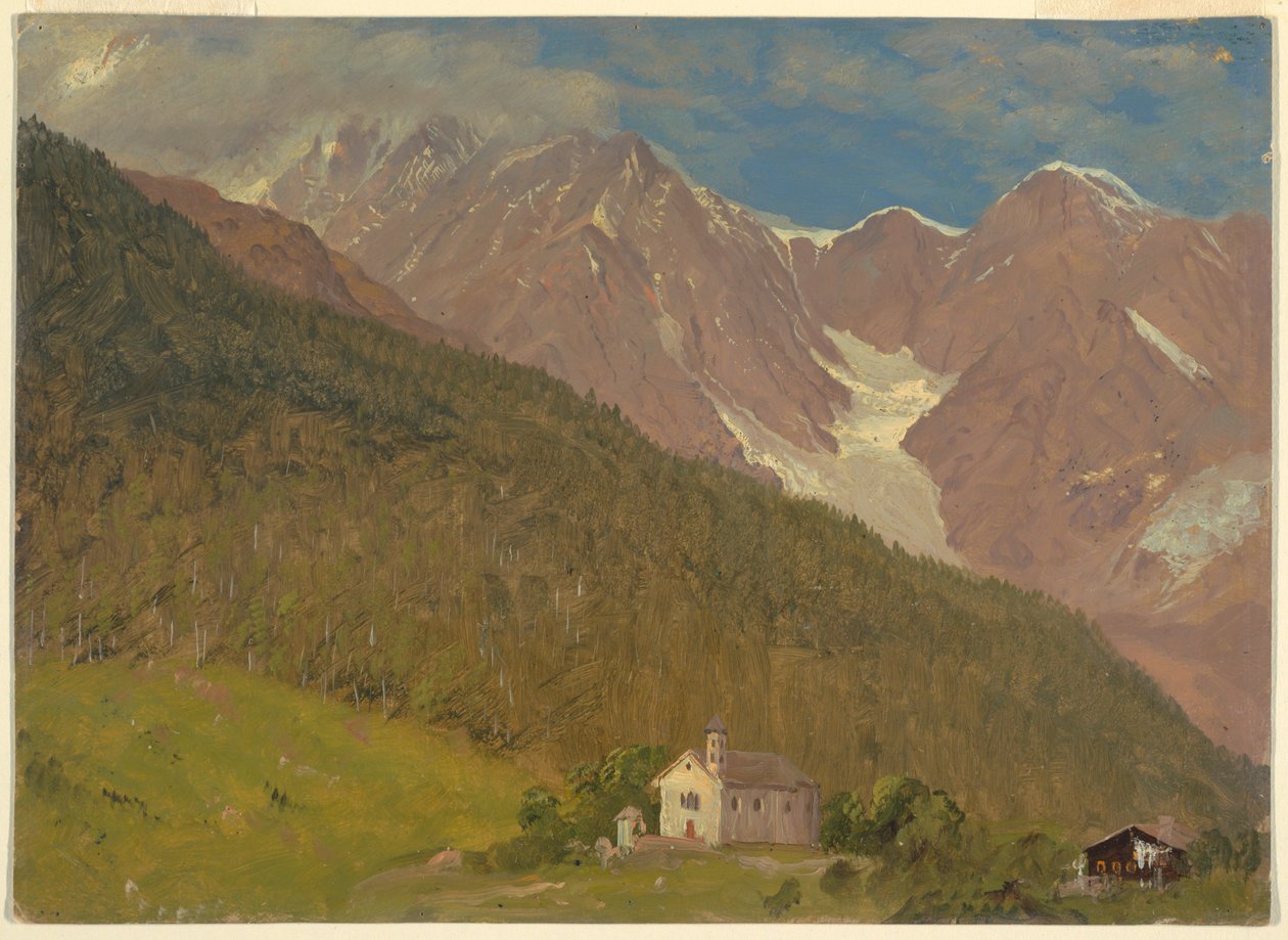 Kresba, Alpská krajina ve Švýcarsku, srpen 1868 od Frederic Edwin Church