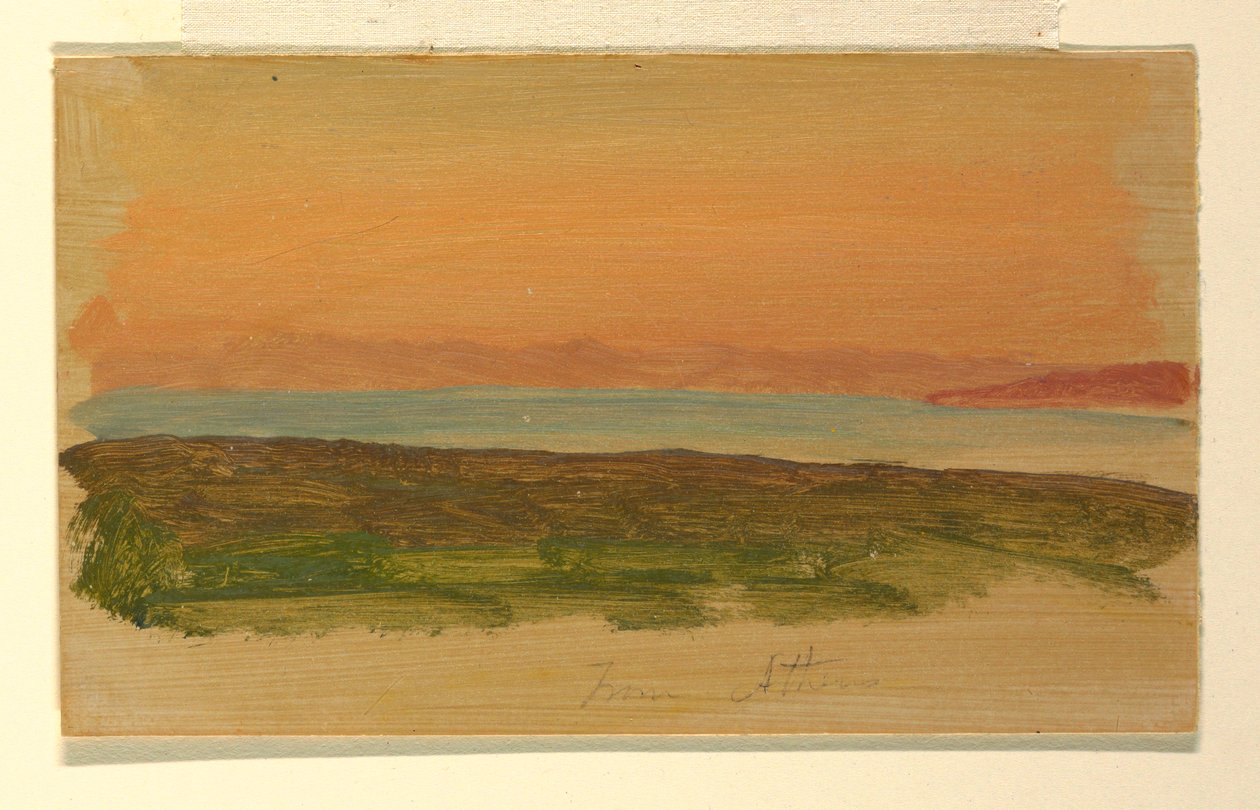 Kresba, Athény, pohled od moře, duben 1869 od Frederic Edwin Church
