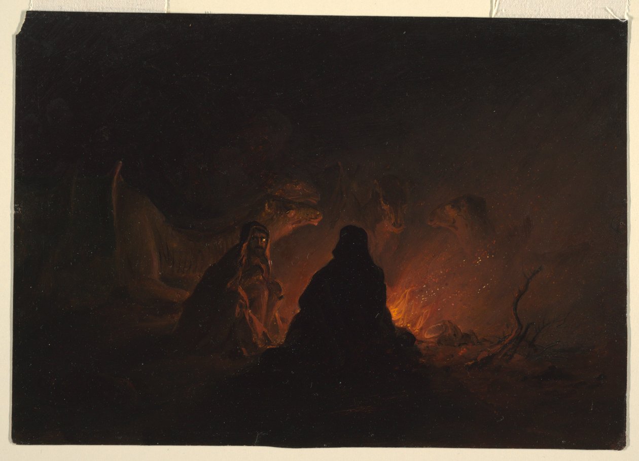 Kresba, Beduíni v nočním táboře, únor nebo březen 1868 od Frederic Edwin Church