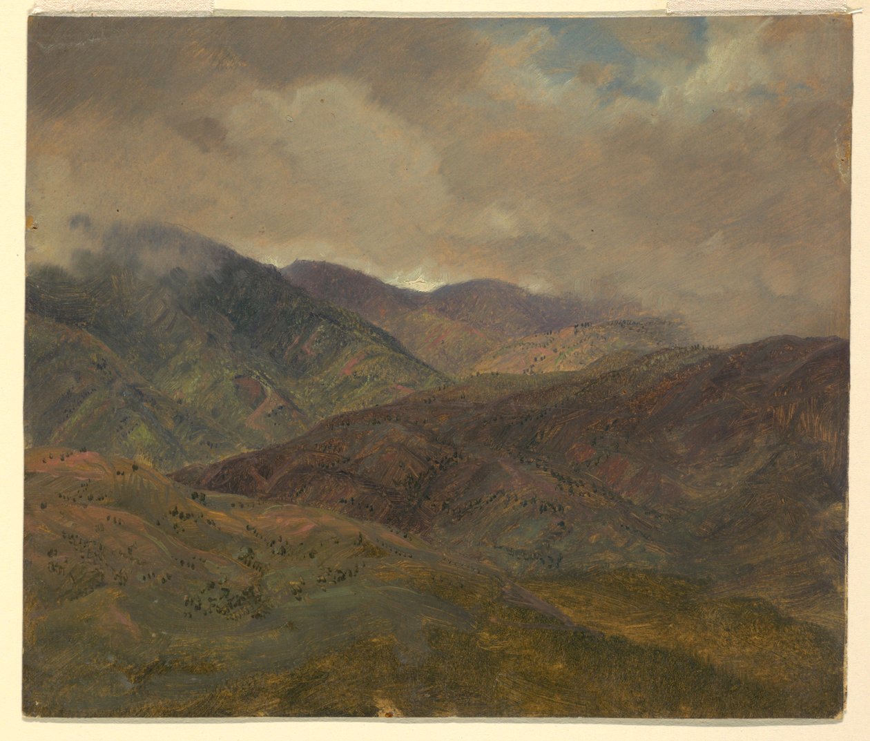 Kresba, Modré kopce a šedá oblaka, Jamajka, květen-srpen 1865 od Frederic Edwin Church