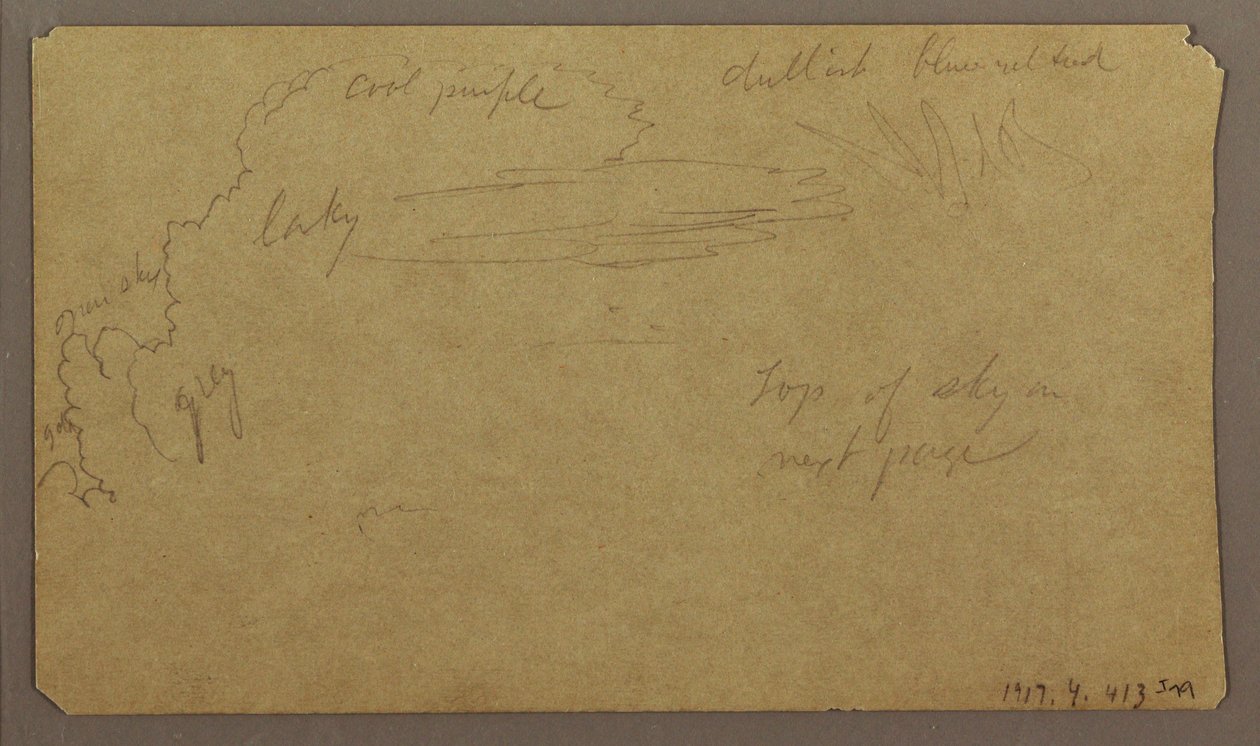 Kresba, botanické skici; Verso: Mraky, červenec 1865 od Frederic Edwin Church