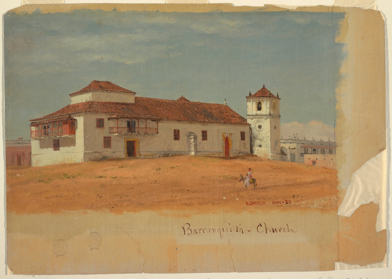 Kresba, kostel v Barranquille, Kolumbie, květen 1853 od Frederic Edwin Church