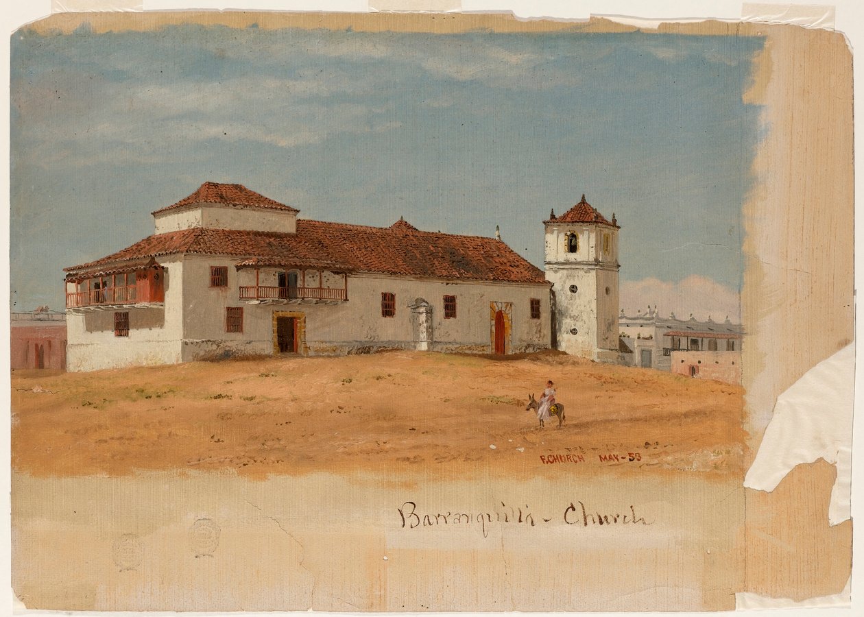 Kresba, kostel v Barranquille, Kolumbie, květen 1853 od Frederic Edwin Church