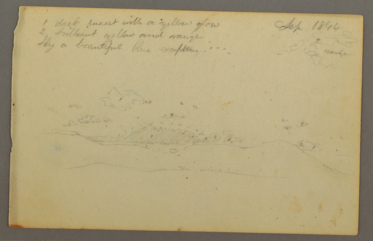 Kresba, Studie mraků, svah, 1844 od Frederic Edwin Church