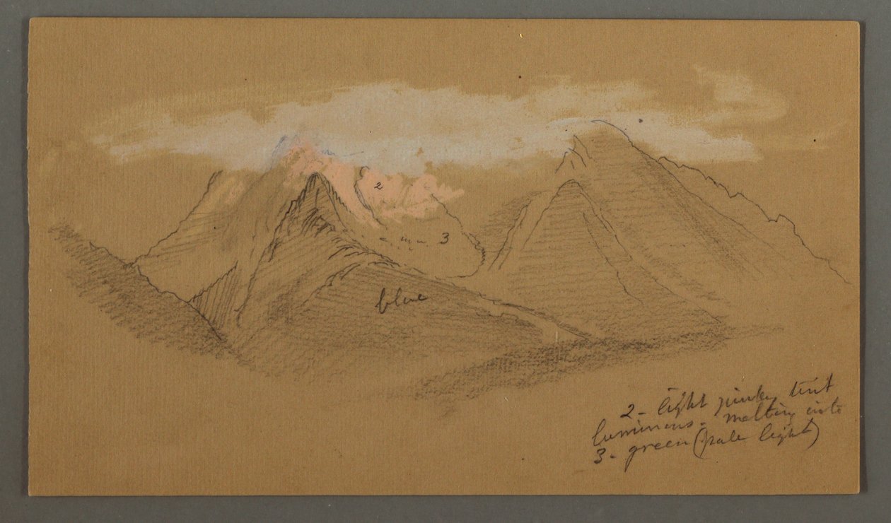 Kresba, Mraky nad vrcholky hor, pravděpodobně 1868 od Frederic Edwin Church