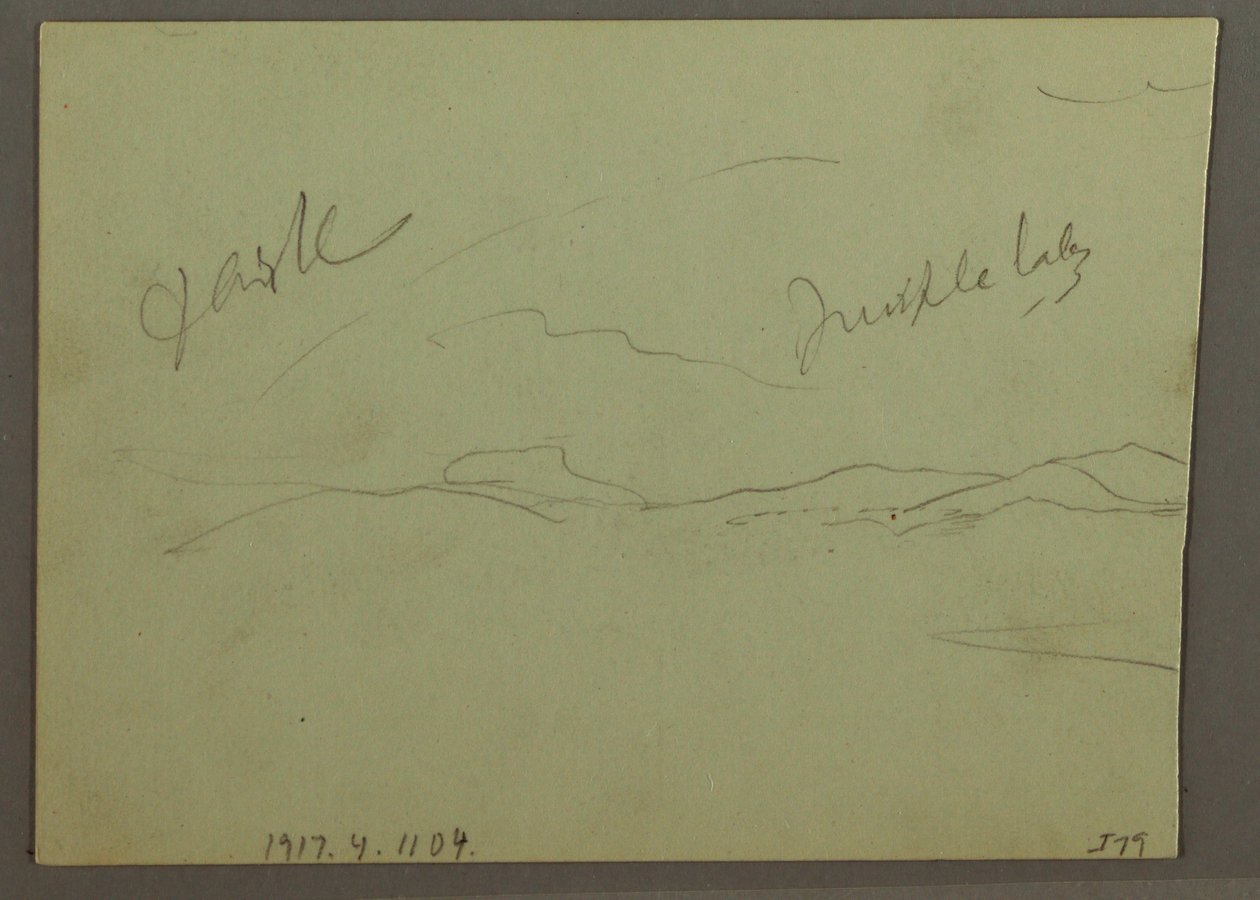 Kresba, Oblačná obloha, úbočí kopce, 1870 od Frederic Edwin Church