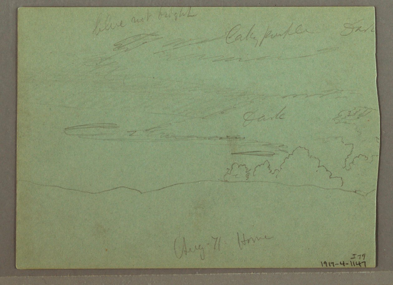 Kresba, Oblačná obloha nad hřebenem, srpen 1871 od Frederic Edwin Church