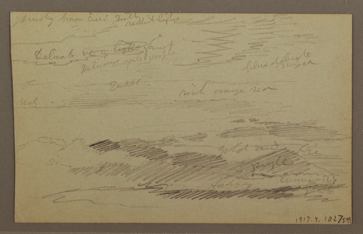 Kresba, Oblačná obloha, pravděpodobně 60. léta 19. století od Frederic Edwin Church