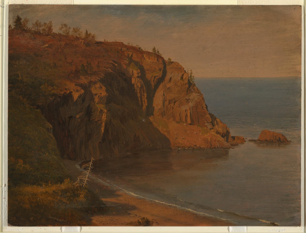 Kresba, pobřeží ostrova Grand Manan, Kanada, srpen nebo září 1851 od Frederic Edwin Church
