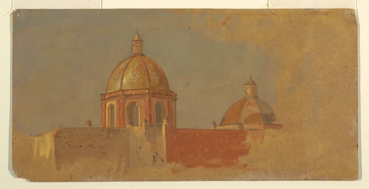 Kresba, Kolumbie nebo Ekvádor, střechy kostelů, 1853 nebo 1857 od Frederic Edwin Church