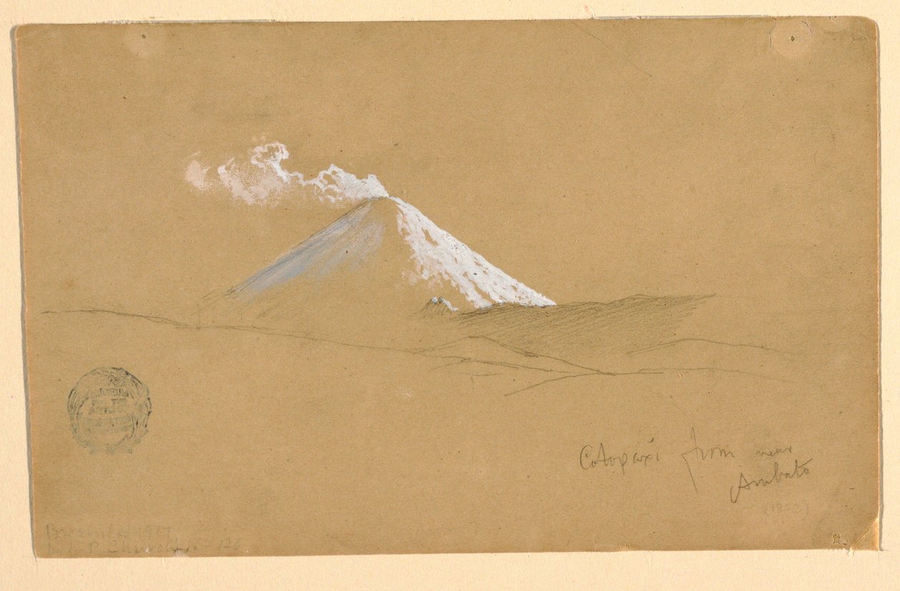 Kresba, Cotopaxi z okolí Ambata, Ekvádor, 1853 od Frederic Edwin Church