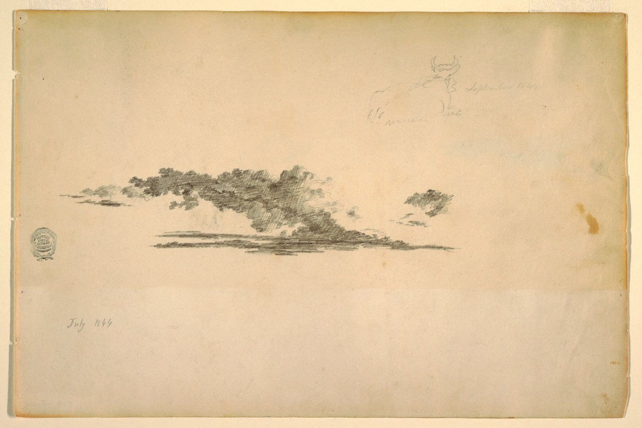 Kresba, kráva, mraky, červenec a září 1844 od Frederic Edwin Church