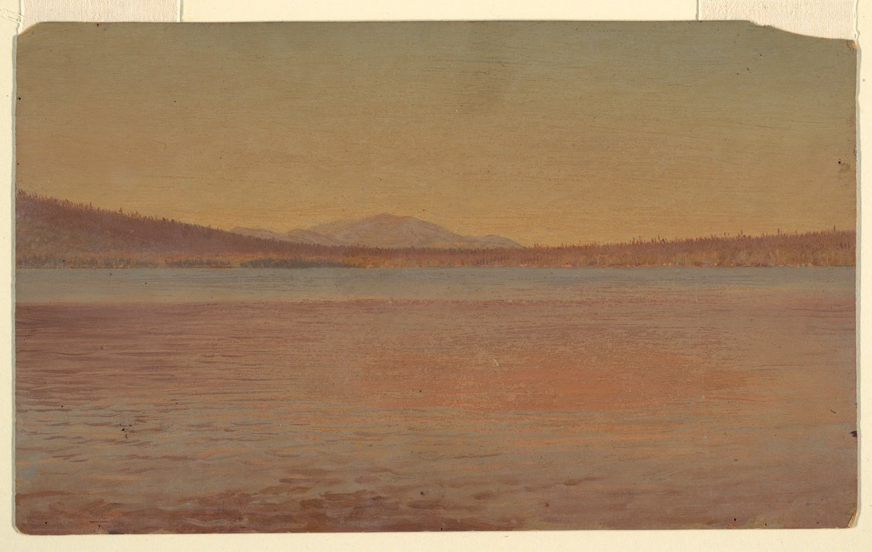 Kresba, Pohled z dálky na hory Katahdin a Traveller od jezera Millinocket, 1870-80 od Frederic Edwin Church
