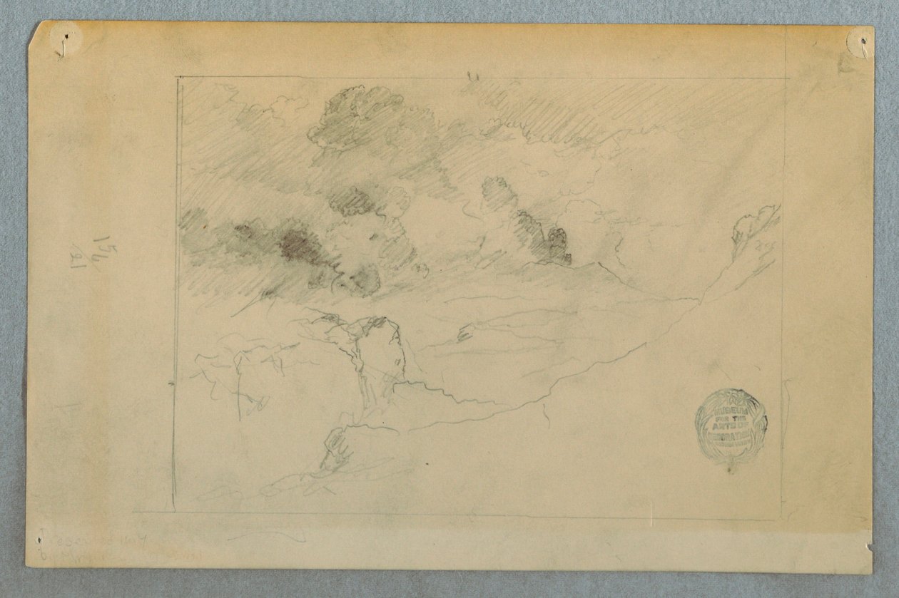 Kresba, Pohled z dálky na sopku Sangay, Ekvádor, 1857-62 od Frederic Edwin Church