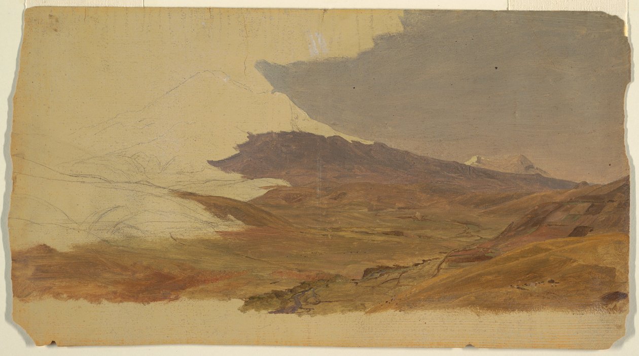Kresba, Ekvádor, hora (pravděpodobně Chimborazo), 1853 od Frederic Edwin Church