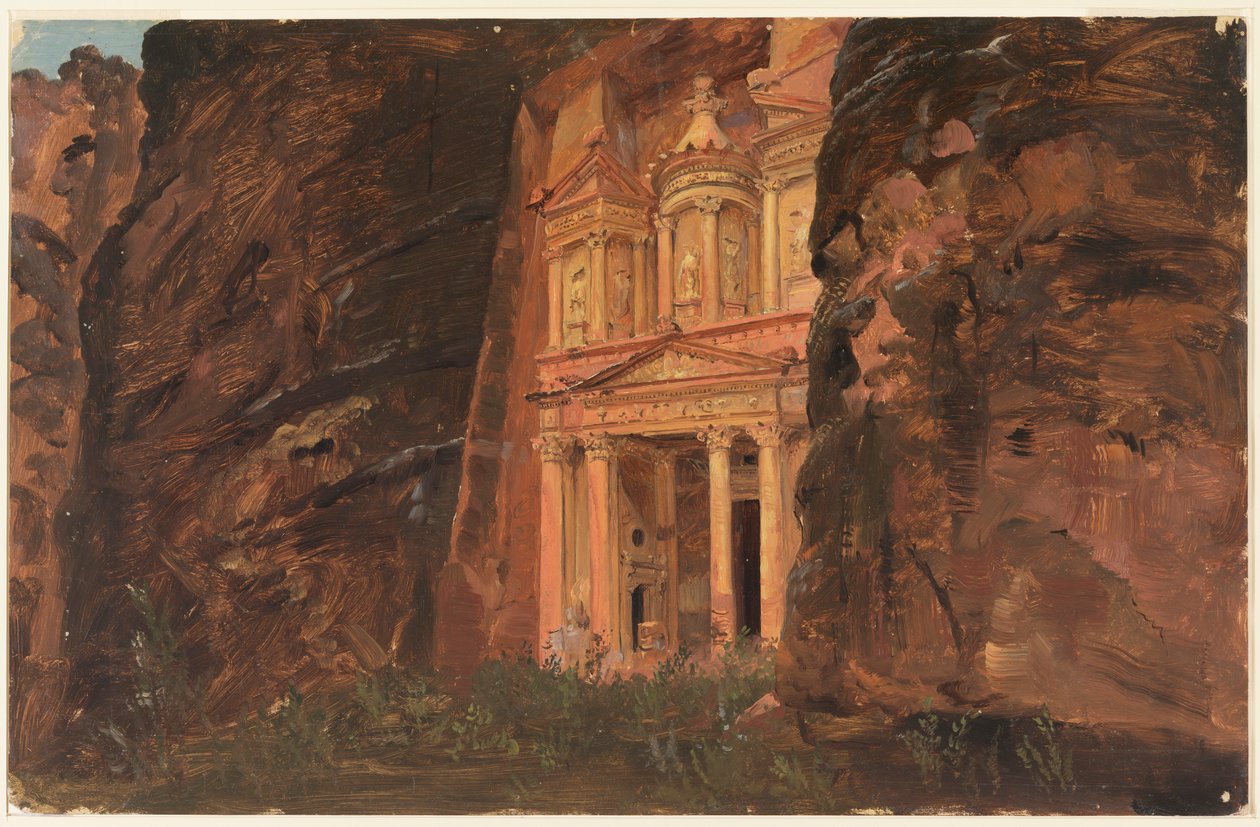 Kresba, El Khasneh, Petra, konec února 1868 od Frederic Edwin Church