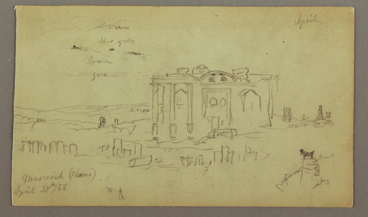 Kresba, Fasáda, pokud Parrelorium, 28. dubna 1868 od Frederic Edwin Church