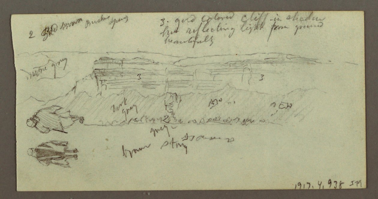 Kresba, Postava jedoucí na velbloudovi, sedící postava, Hilside a Hilltop, pravděpodobně 1868 od Frederic Edwin Church