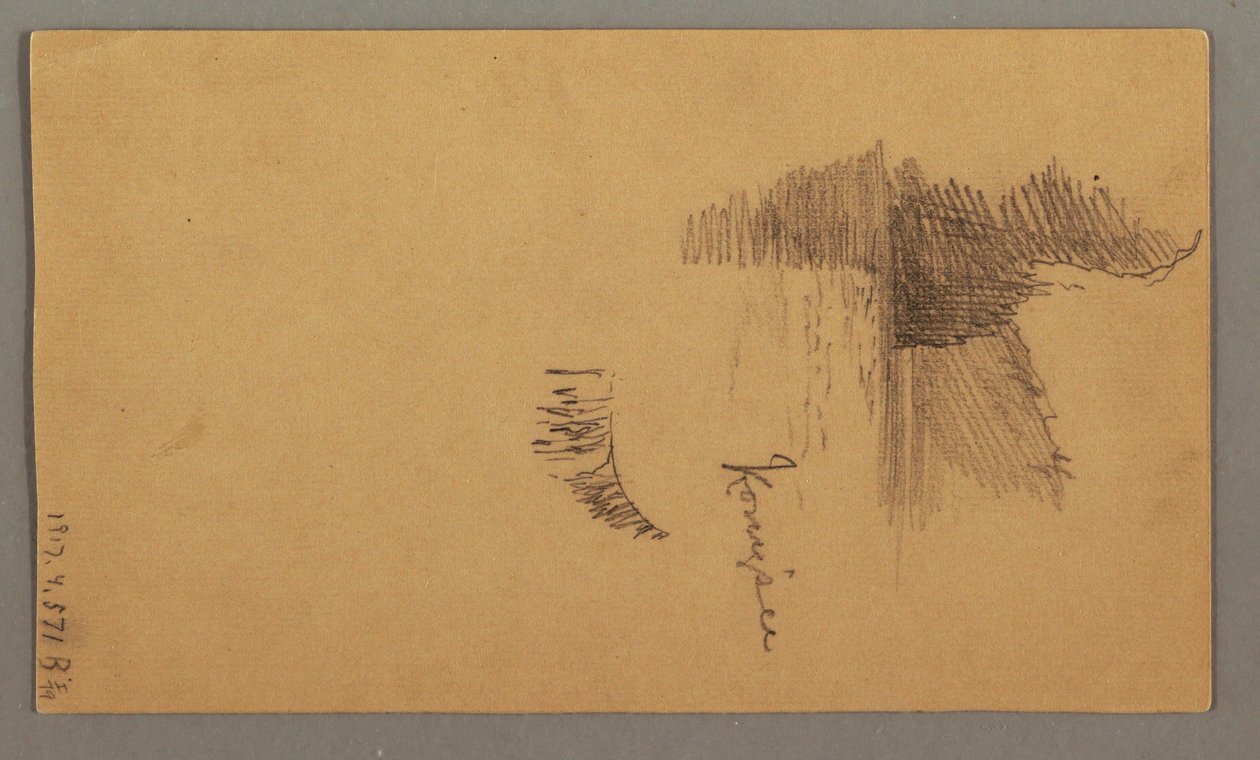 Kresba, figurální studie, postava ve člunu, ryba, pravděpodobně 1868 od Frederic Edwin Church
