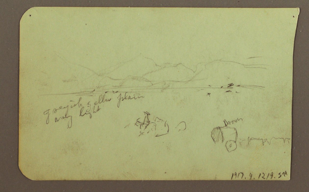 Kresba, postavy, Verso: Postava, krajina, 1883 od Frederic Edwin Church