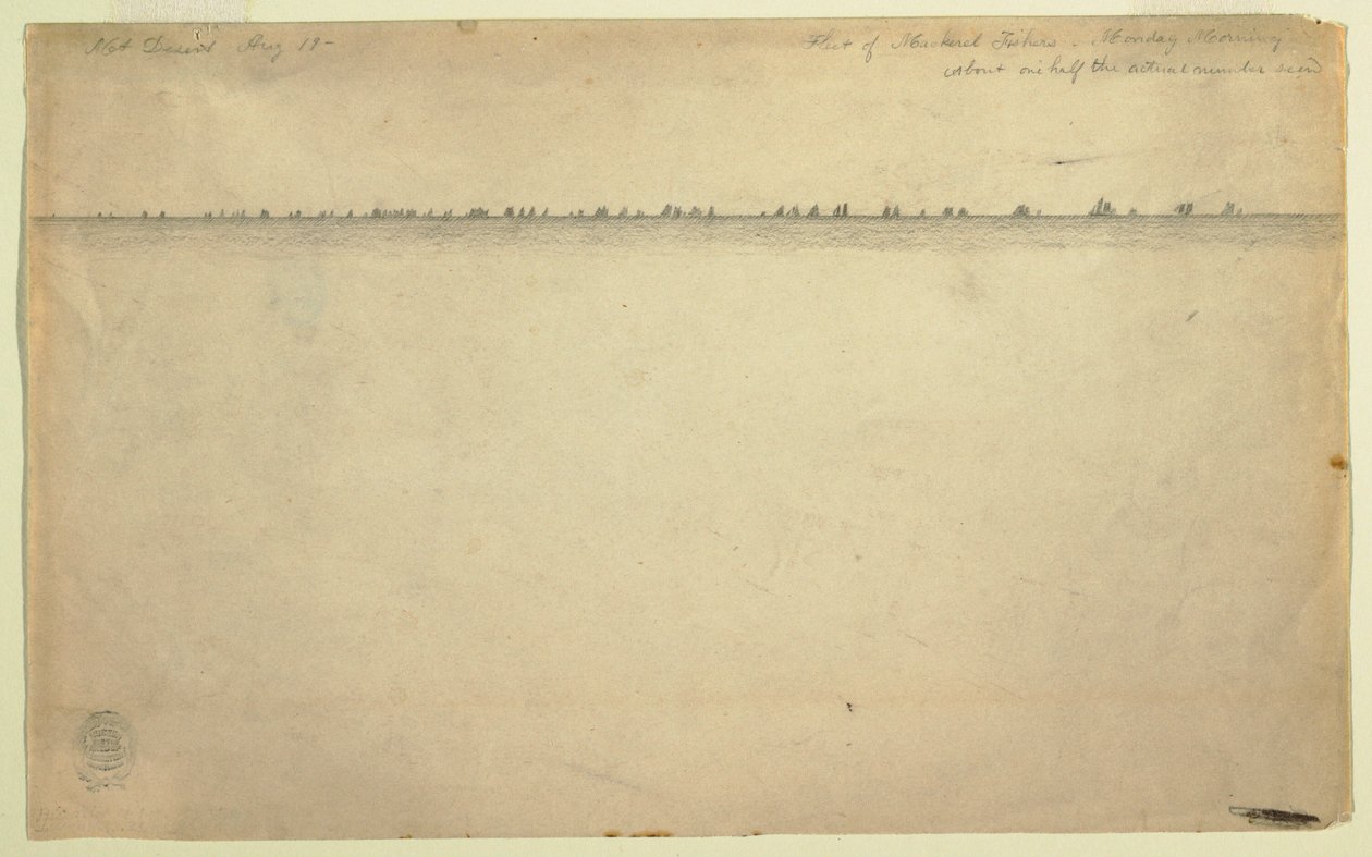 Kresba, Flotila lovců makrel, Mount Desert, Maine, 19. srpna 1850 od Frederic Edwin Church