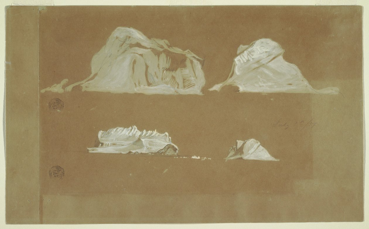 Kresba, plovoucí ledovce, 5. července 1859 od Frederic Edwin Church