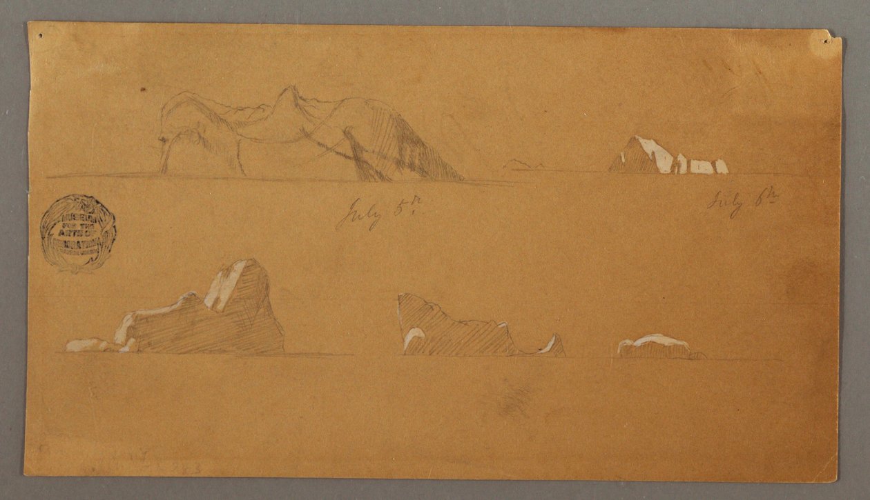 Kresba, plovoucí ledovce, 5. a 6. července 1859 od Frederic Edwin Church