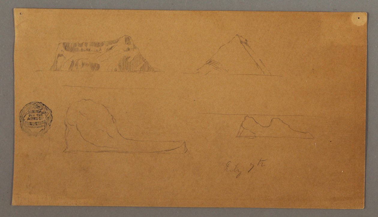 Kresba, plovoucí ledovce, 7. července 1859 od Frederic Edwin Church
