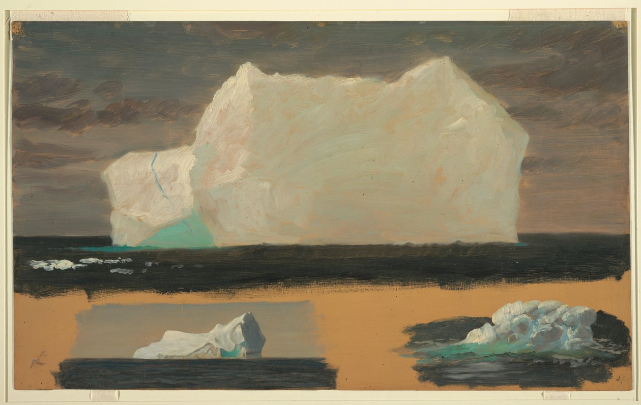 Kresba, Plovoucí ledové hory u Twillingate, Newfoundland, 4. července 1859 od Frederic Edwin Church