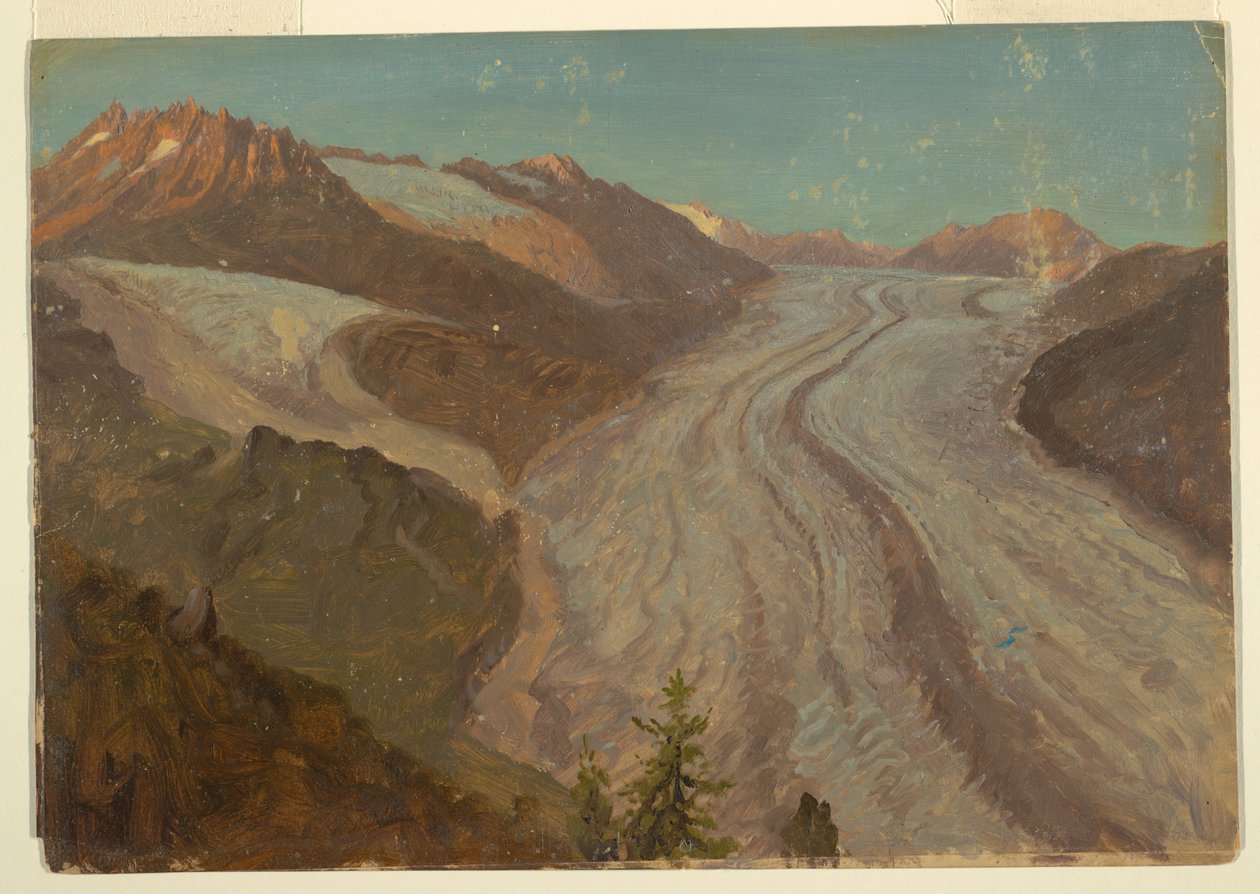 Kresba, Velký ledovec Aletasch, Švýcarsko, srpen 1868 od Frederic Edwin Church
