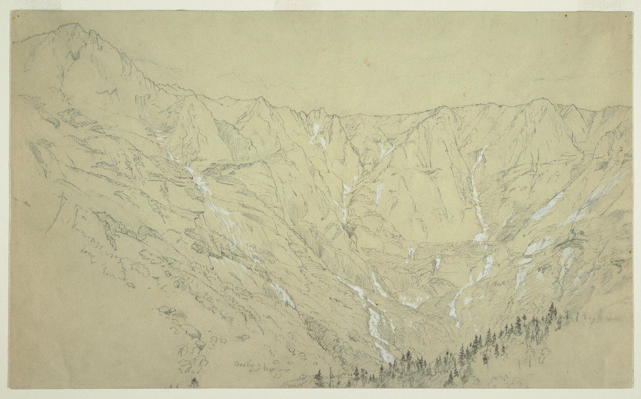Kresba, Velká pánev, hora Katahdin, asi 1877 od Frederic Edwin Church